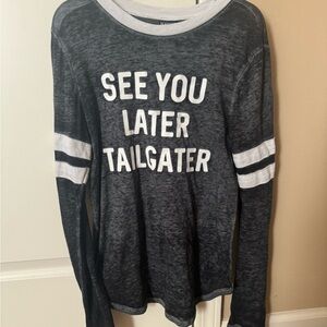 Modern Lux Dark Gray and White Long Sleeve Tee